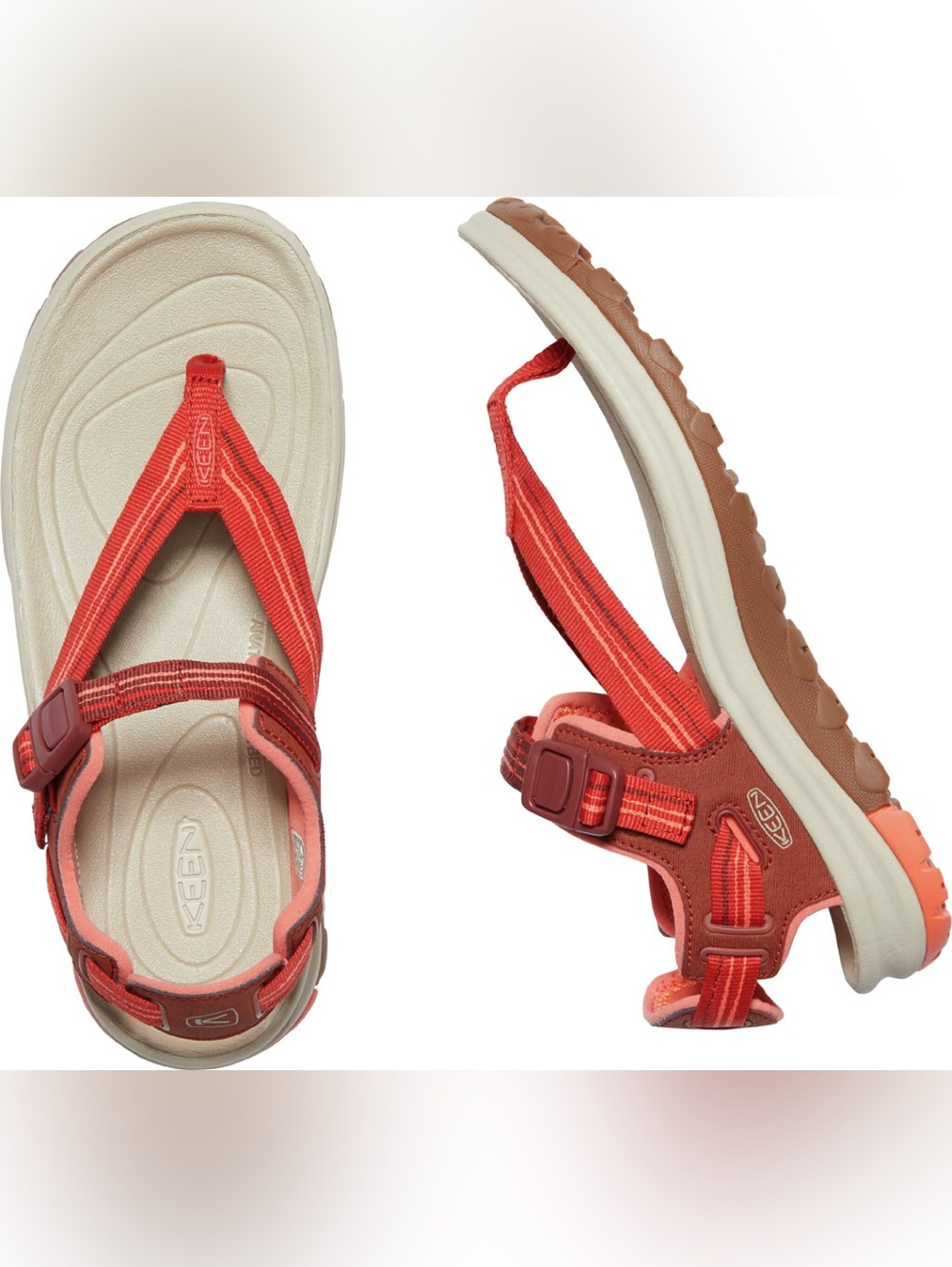 KEEN Sz 10.5 Women’s Terradora II Toe Post Dark Red / Coral Hiking Thong Sandals
